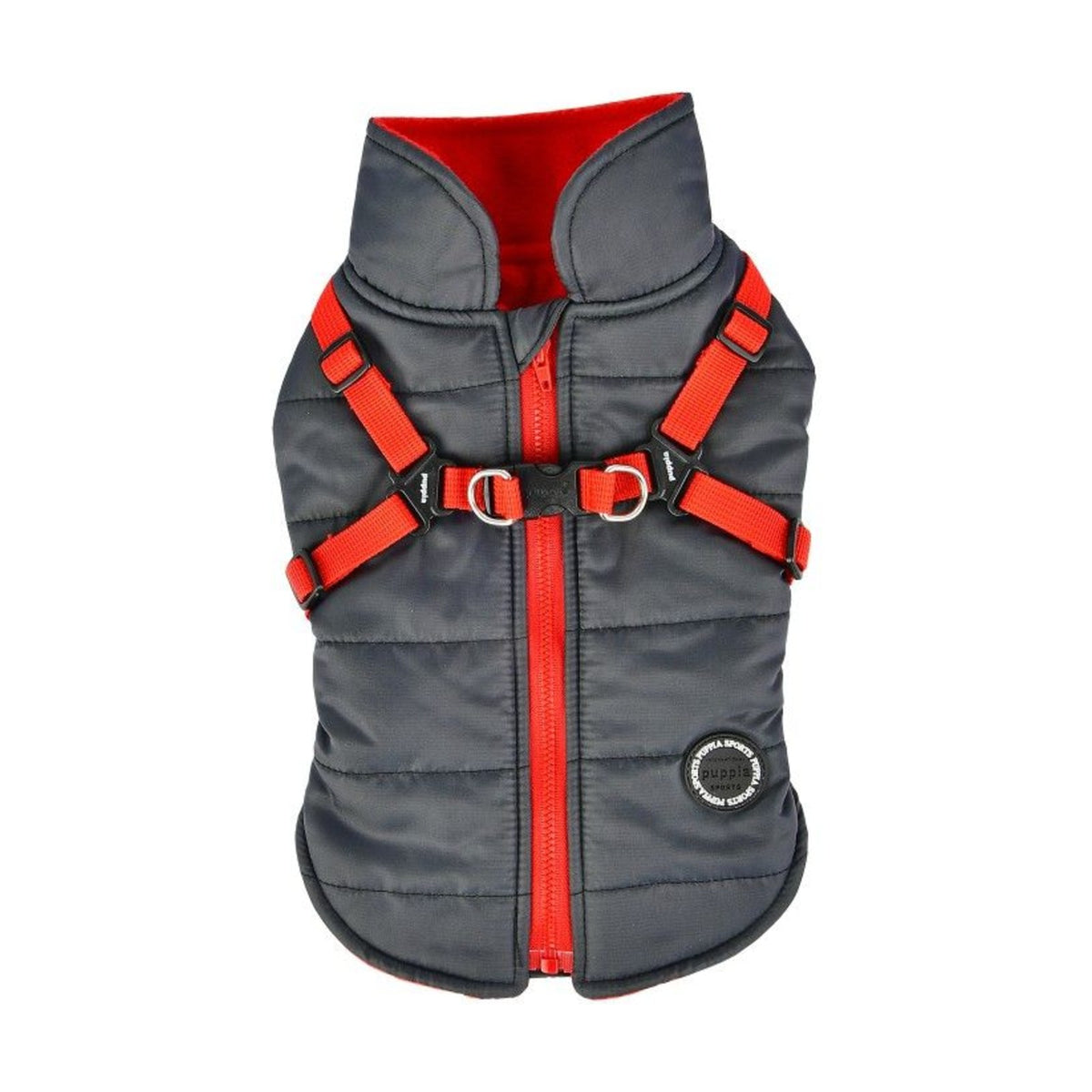 PUPPIA Manteau Mountaineer – Manteau polaire à harnais intégré pour chien, s - dos 17/19 cm, poitrail 32/34 cm, cou 22/23 cm, m - dos 24/26 cm, poitrail 38/42 cm, cou 25/27 cm ou l - dos 27/29 cm, poitrail 44/48 cm, cou 29/31 cm – photo 1