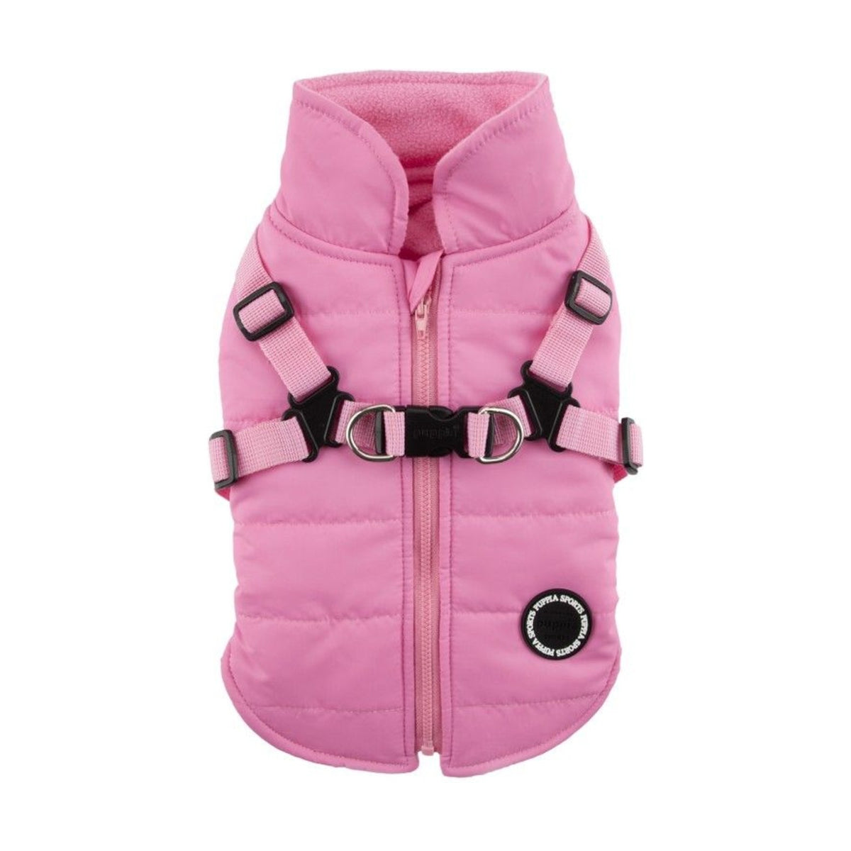 PUPPIA Manteau Mountaineer – Manteau polaire à harnais intégré pour chien, s - dos 17/19 cm, poitrail 32/34 cm, cou 22/23 cm, m - dos 24/26 cm, poitrail 38/42 cm, cou 25/27 cm ou l - dos 27/29 cm, poitrail 44/48 cm, cou 29/31 cm – photo 1