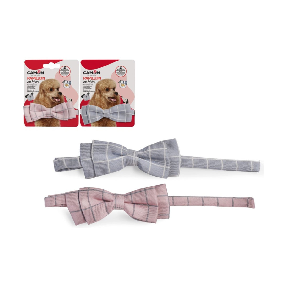 CAMON Nœud papillon à carreaux – Accessoire décoratif pour chien – photo 3