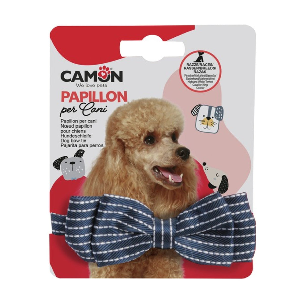 CAMON Nœud papillon à rayures – Accessoire décoratif pour chien – photo 4