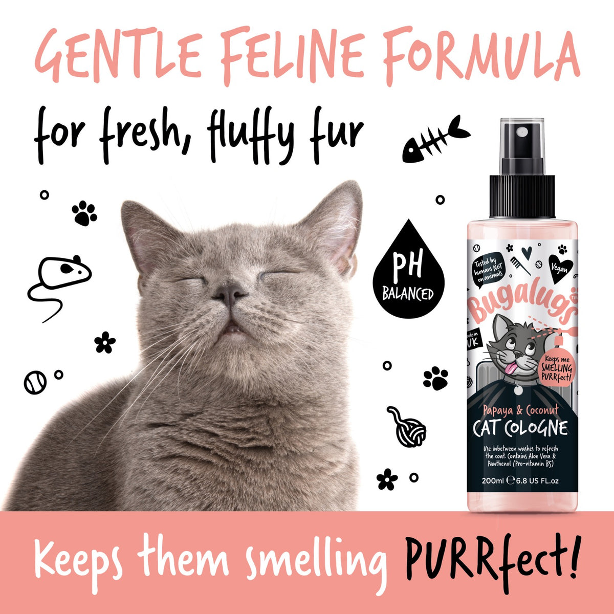 BUGALUGS Parfum Chat Papaye & Coco – Eau de Cologne pour chat – photo 5