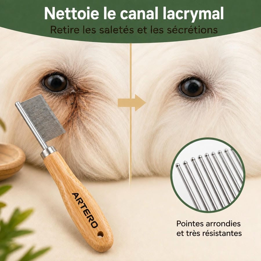 ARTERO Peigne Buddy mini 13 cm – Peigne yeux et face à manche bambou – photo 2