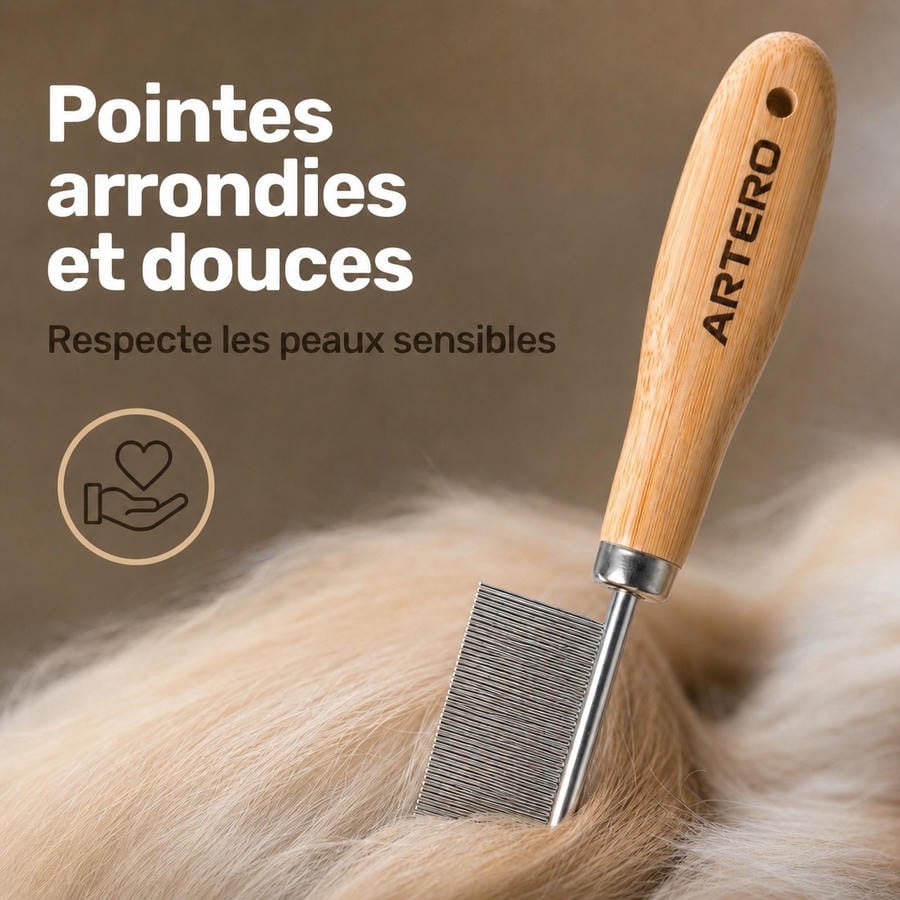 ARTERO Peigne Buddy mini 13 cm – Peigne yeux et face à manche bambou – photo 3