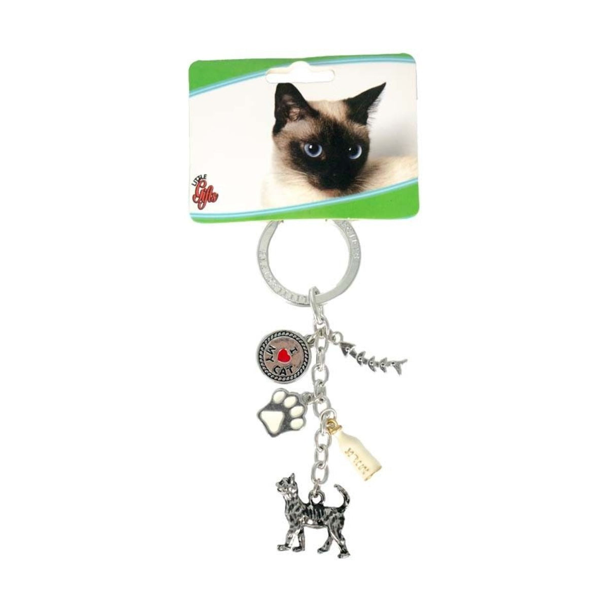 Porte-clés chat – Breloques race de chat et médaille « I ♥ MY CAT » – photo 2