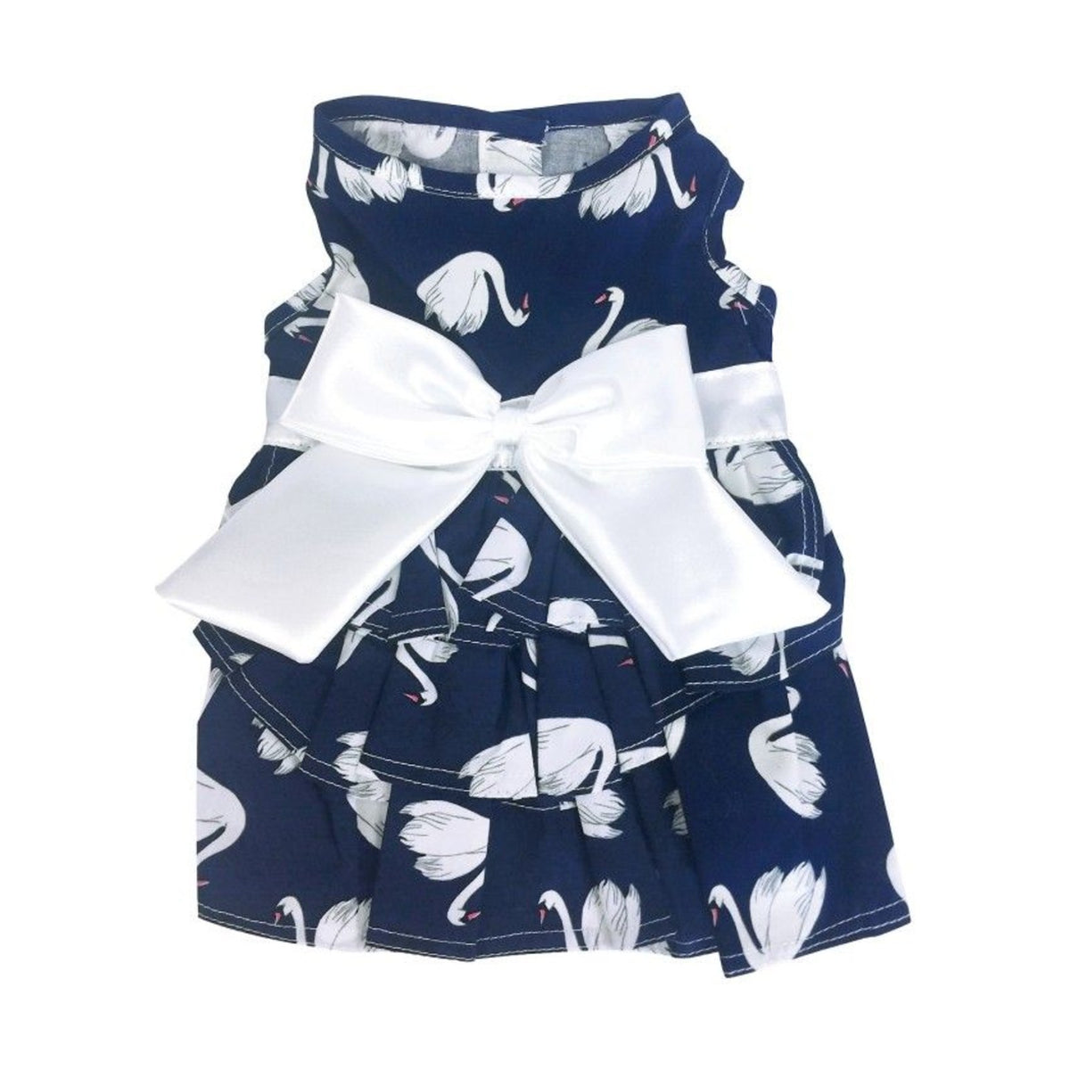 DOGGY DOLLY Robe cygne – Robe bleue à volants et nœud blanc pour chienne – photo 1