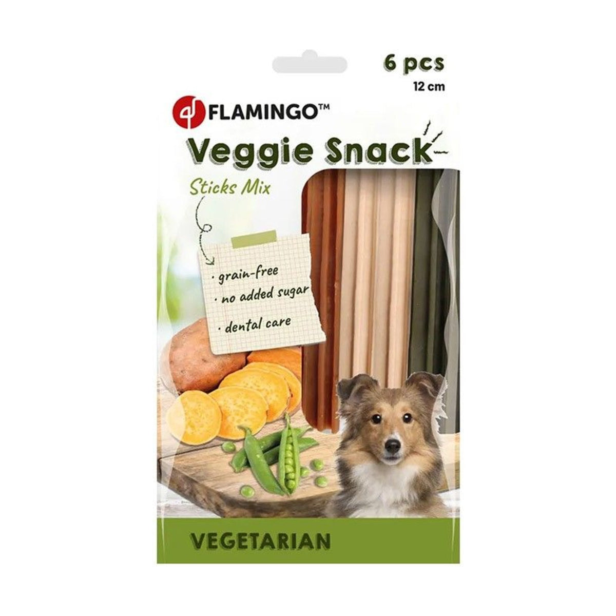 FLAMINGO Veggie Snack Sticks Mix – Barres végétales pour chien (6 x 12 cm) – photo 1