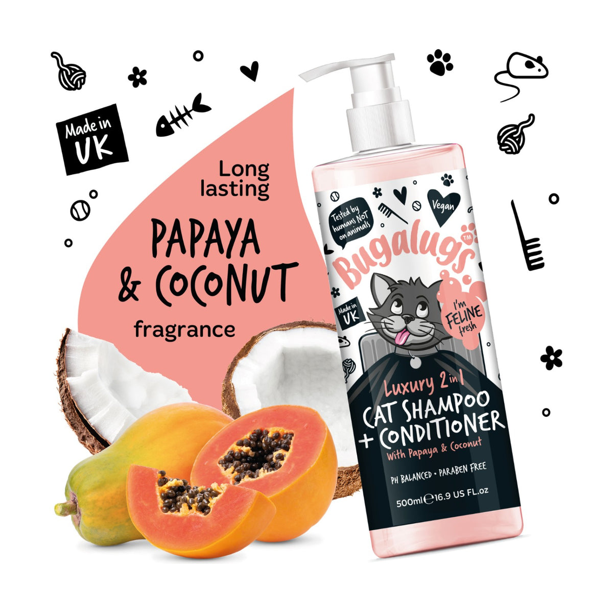 BUGALUGS Luxury 2 en 1 Chat – Shampoing et après-shampoing papaye & coco – photo 2