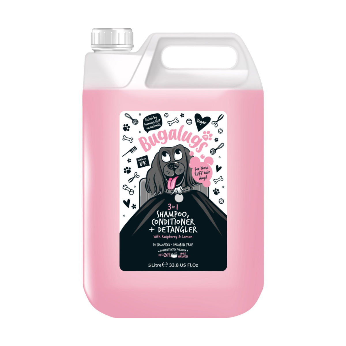 BUGALUGS Soin 3 en 1 – Shampoing démêlant pour chien framboise & citron – photo 3