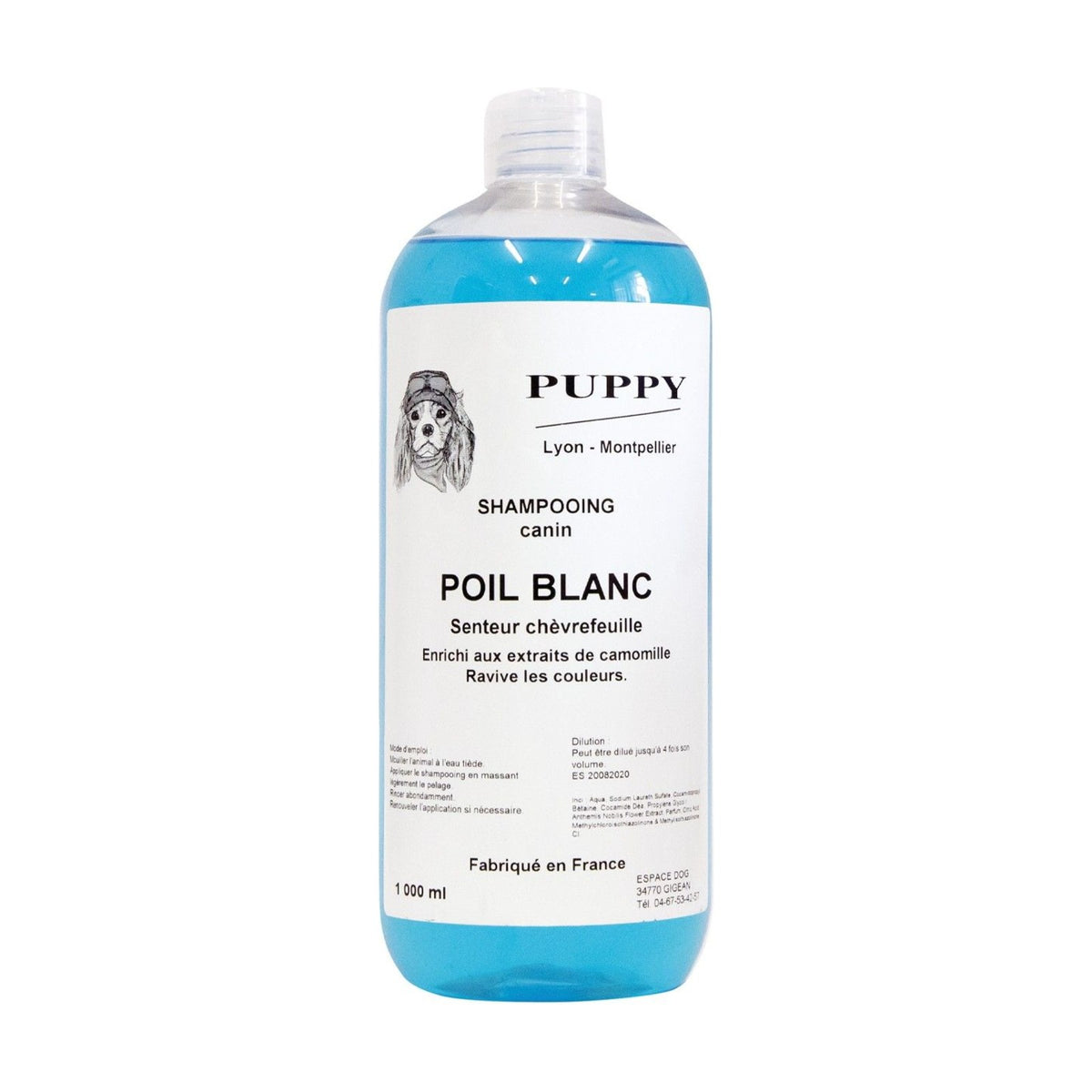 PUPPY Poil Blanc – Shampoing pour pelage blanc chien et chat à la camomille – photo 2
