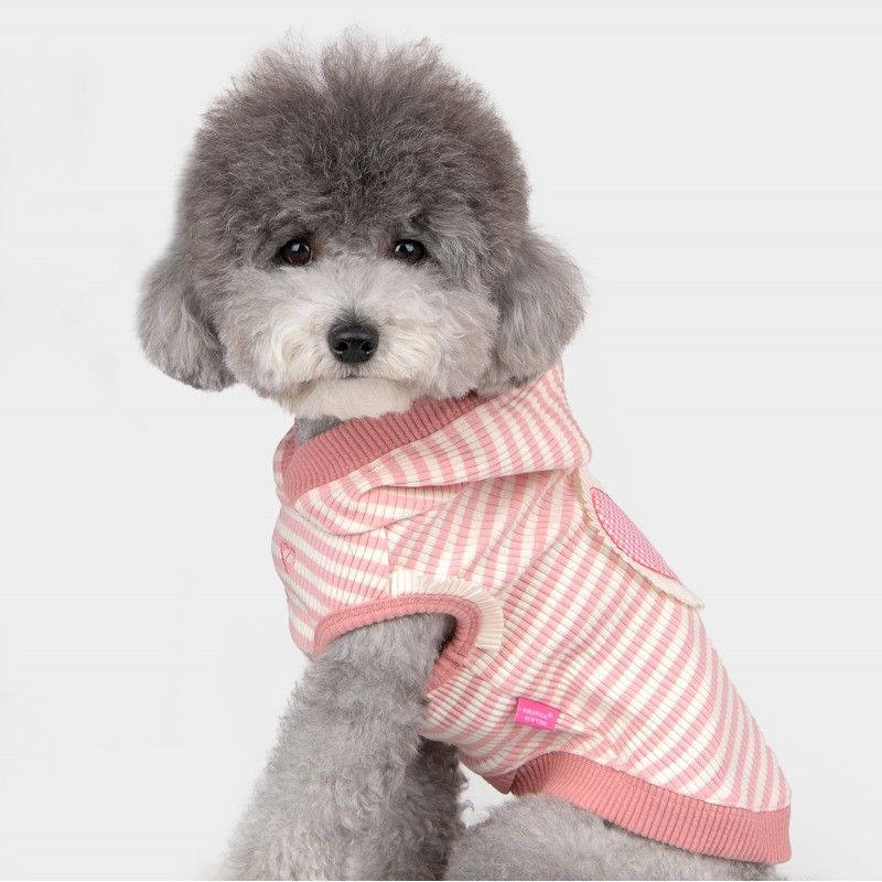 PINKAHOLIC Sweat à capuche Anika – Sweat rayé à motif cœur pour chien – photo 1