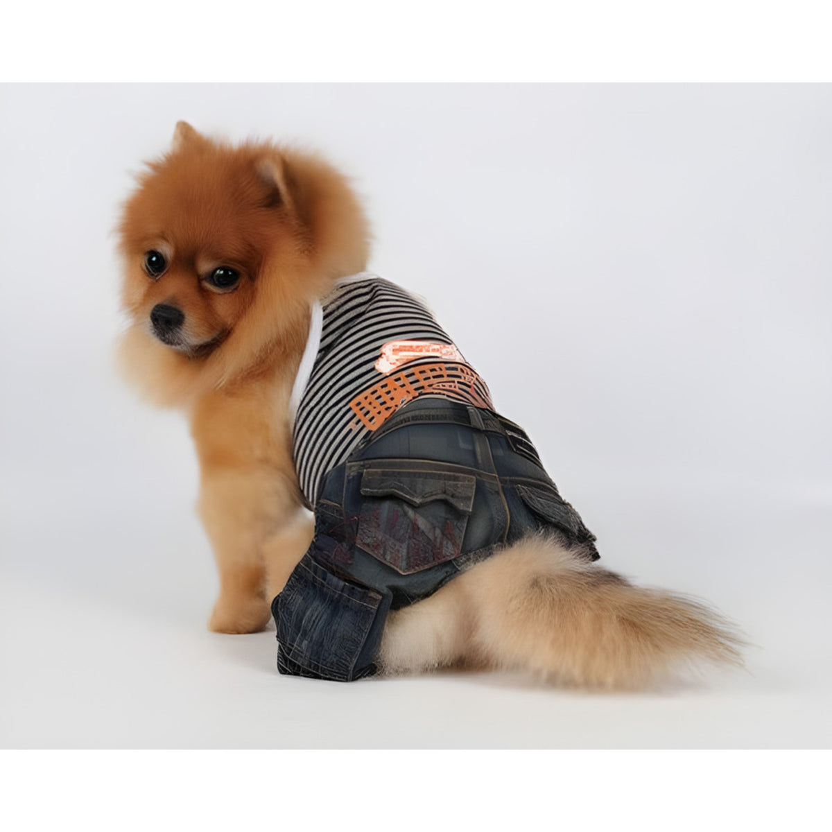 DOGGY DOLLY Ensemble jean – Débardeur et pantalon pour chien – photo 2