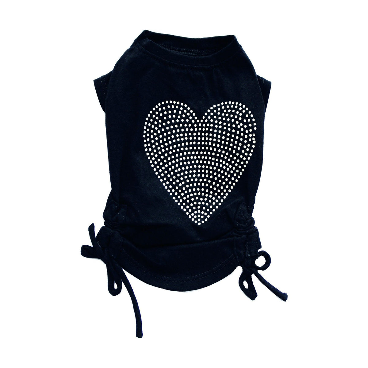 T-shirt noir avec coeur brillant et noeud
