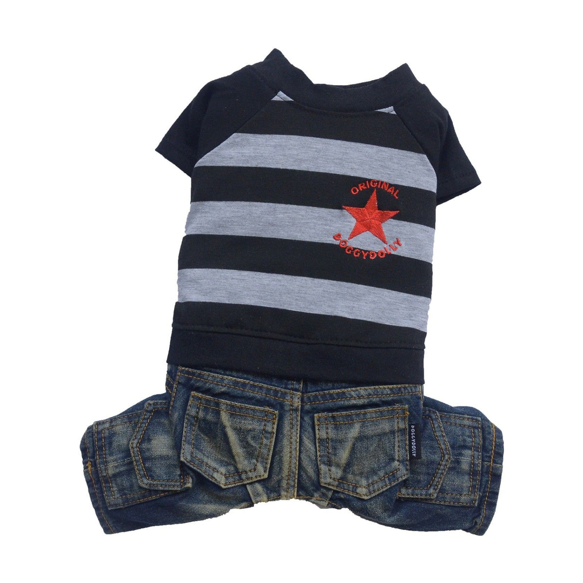 T-shirt rayé et pantalon jean pour chien