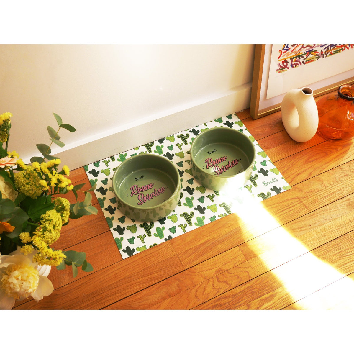 BANDIT Tapis de gamelle Aïe Love Cactus – Set de repas imprimé cactus – photo 4
