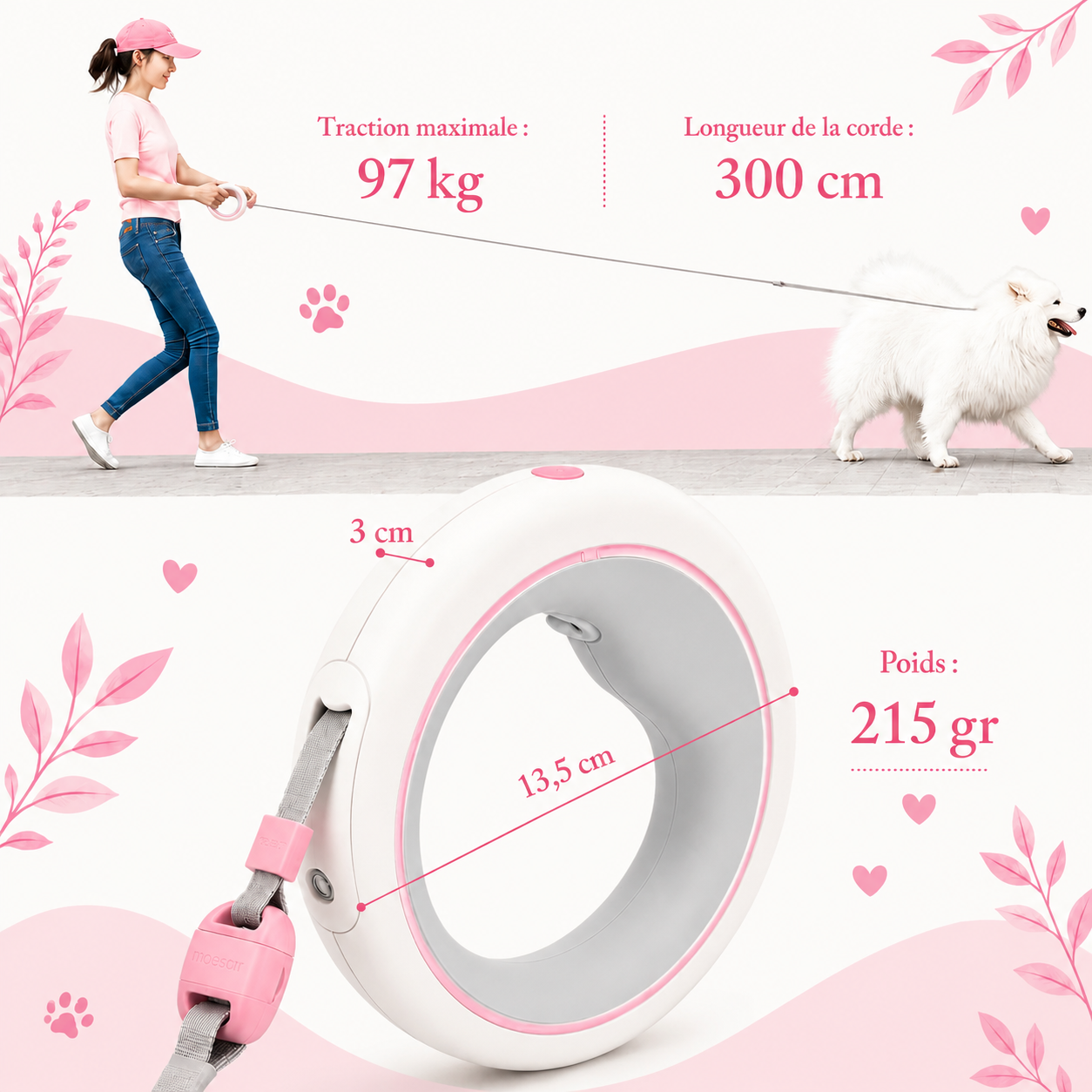 Laisse Anneau Rétractable pour chien AnimoriX