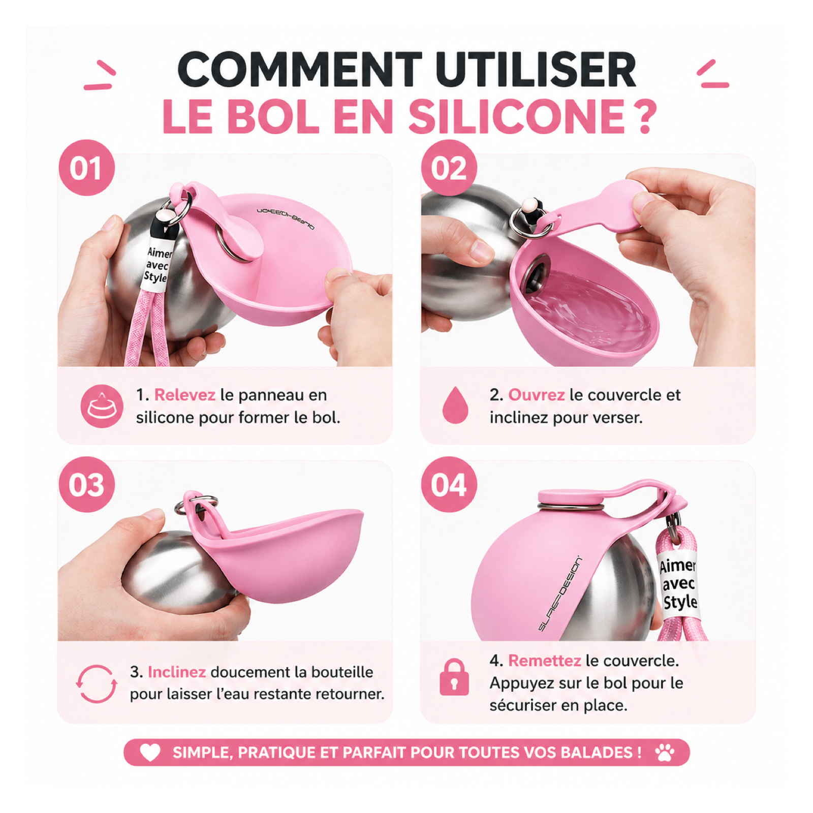 Detail Hydraball gourde anti-fuite avec bol integre