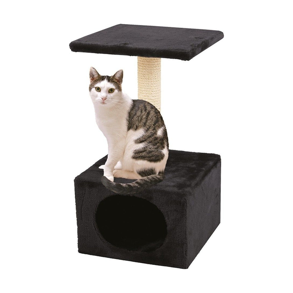 KARLIE Arbre à chat 1 caisson – Petit arbre avec niche, plateau et poteau sisal – photo 2