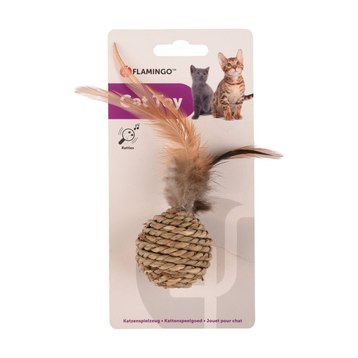 FLAMINGO Balle en sisal avec plumes – Jouet pour chat – photo 2