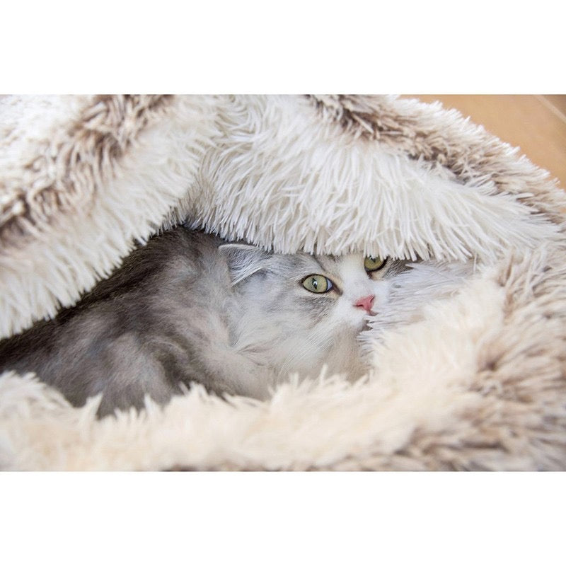BOBBY Bulle Poilu noire – Couchage douillet en fausse fourrure pour chat – photo 2