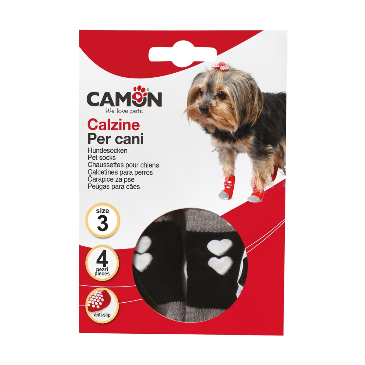 CAMON Chaussettes antidérapantes – Lot de 4 chaussettes pour chien – photo 3
