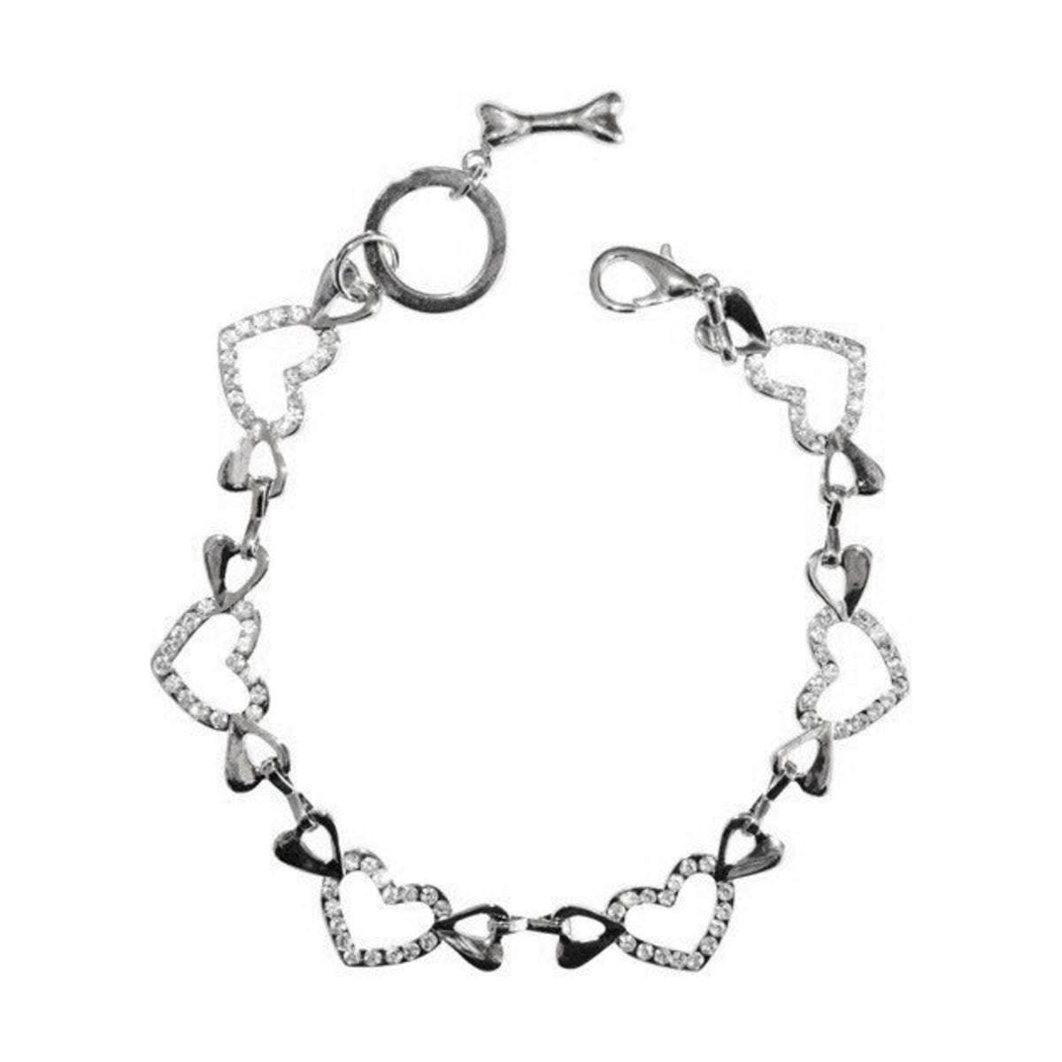Collier coeur strass et chrome