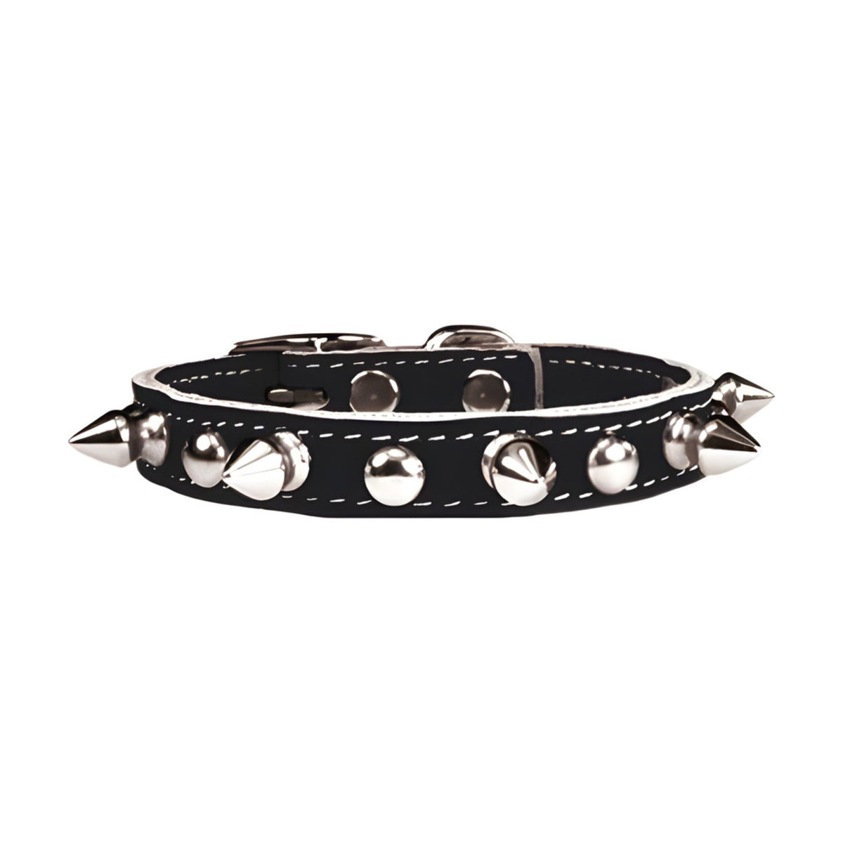 Collier cuir clous et rivets
