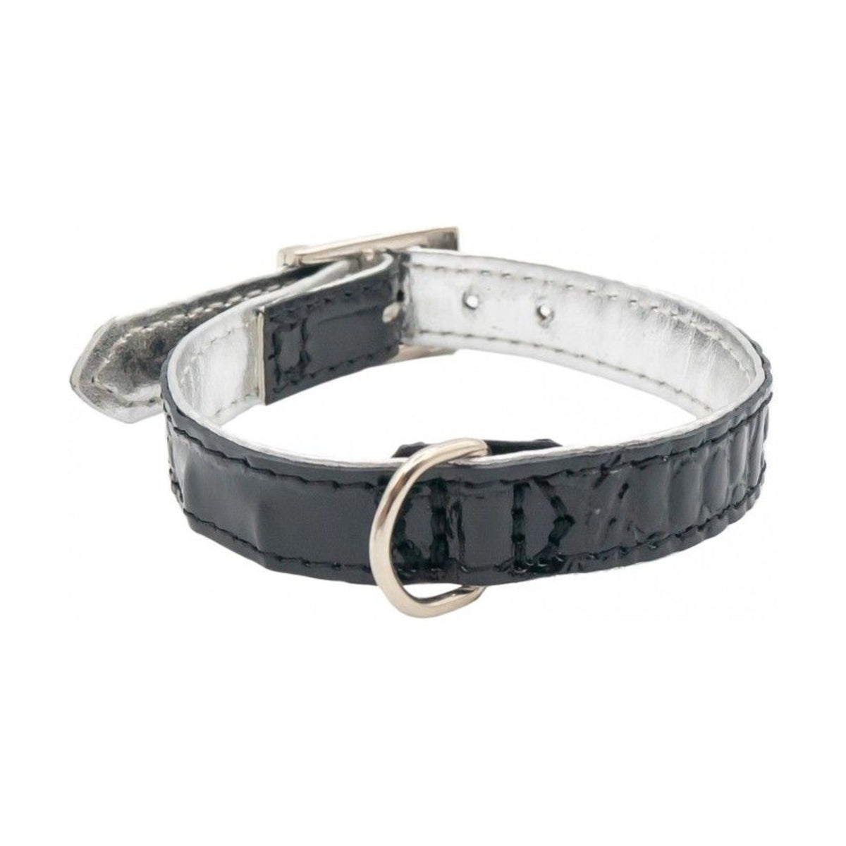 Collier en cuir façon croco pour chien – photo 1