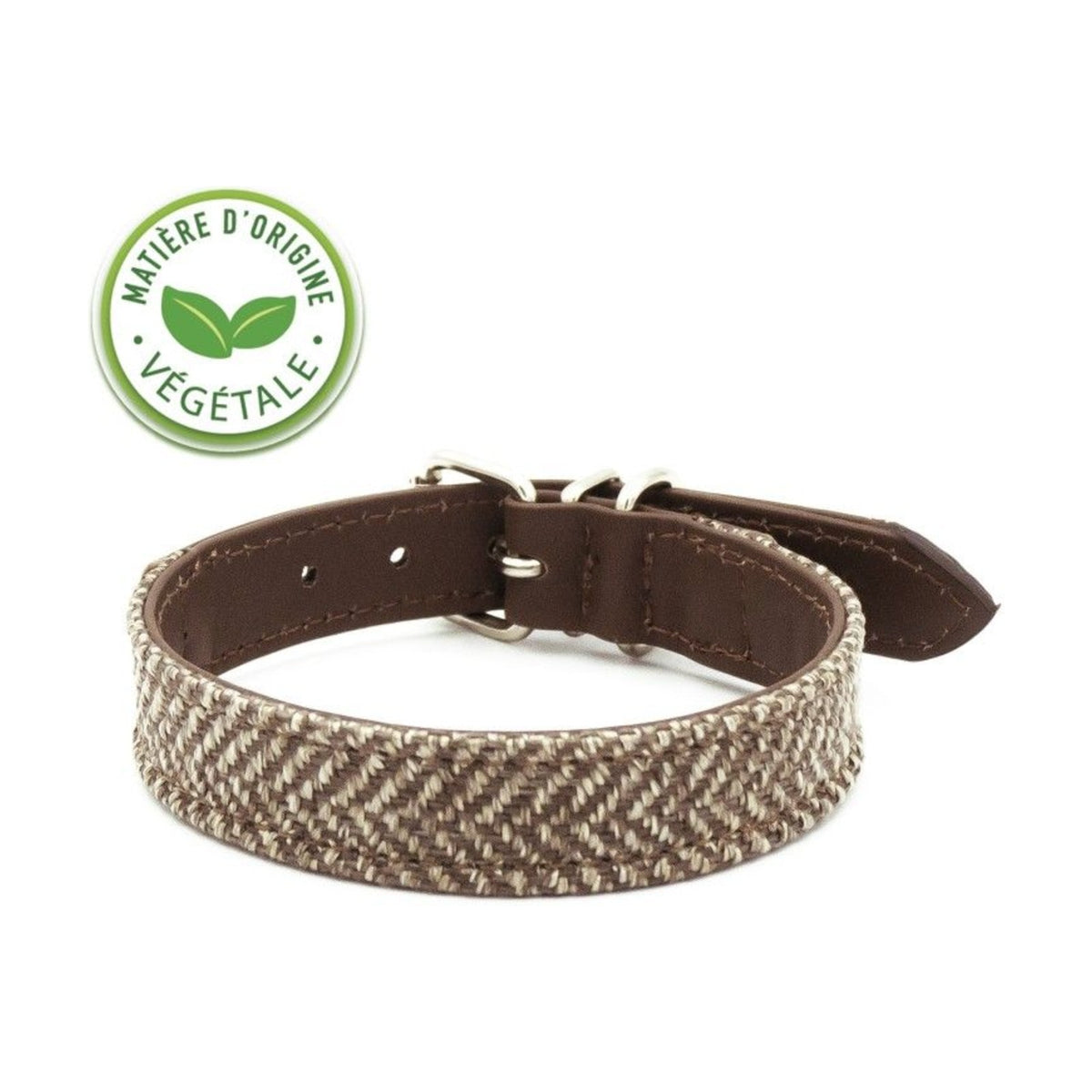 LEOPET Collier en cuir végétal et tweed pour chien – photo 2