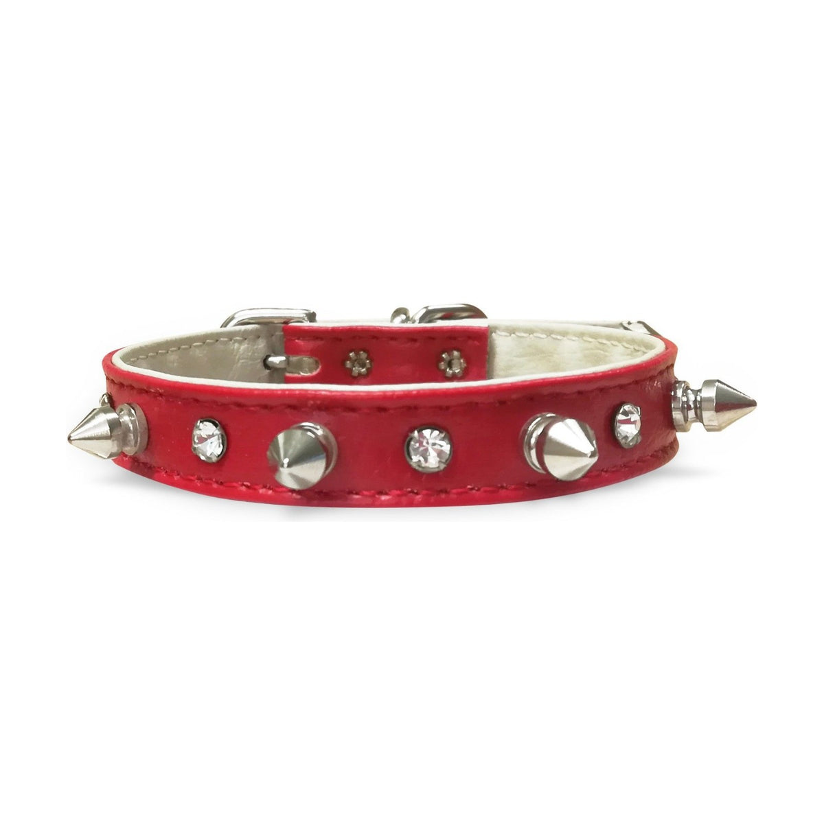 Collier pointes et strass simili cuir