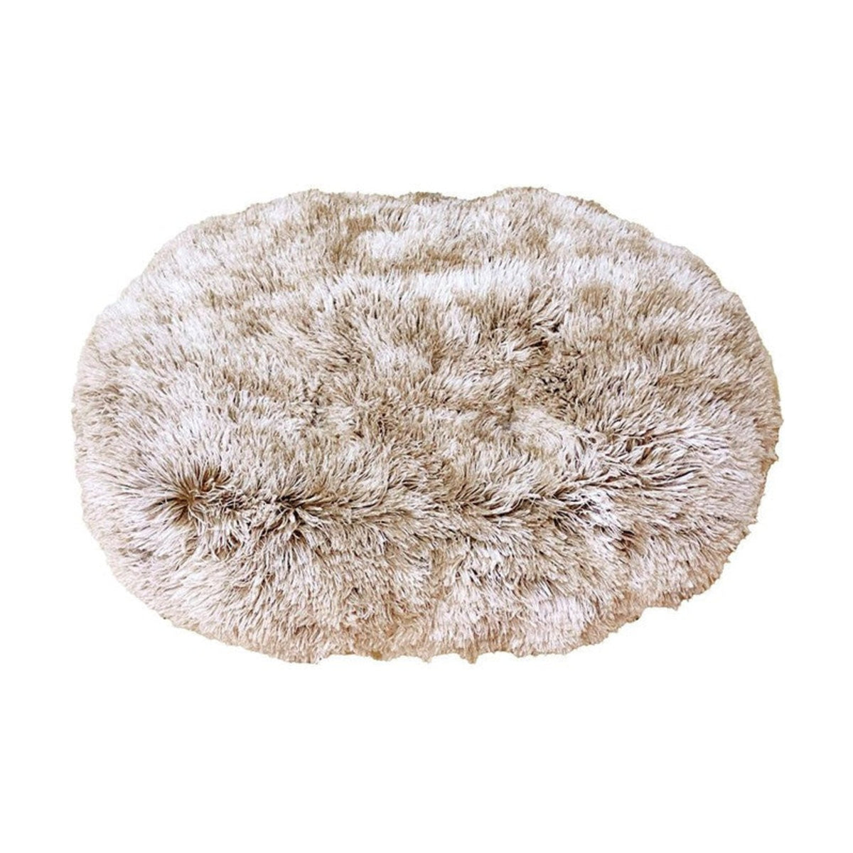 BOBBY Coussin Poilu beige – Coussin ovale en fausse fourrure pour chien et chat – photo 1