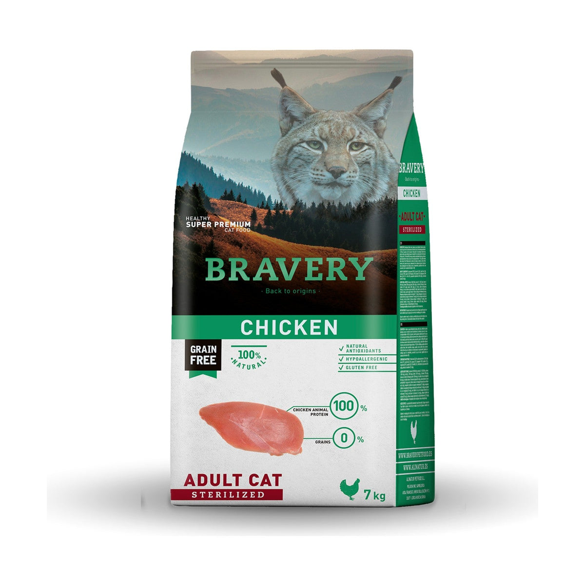 Lot de 2 sacs – BRAVERY Sterilized – Croquettes sans céréales chat stérilisé au poulet