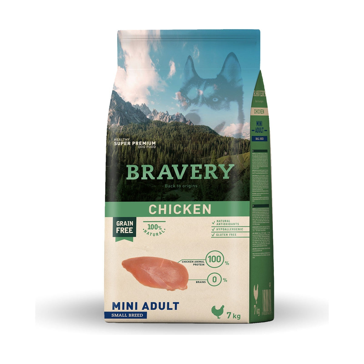 Lot de 2 sacs – BRAVERY Mini Adult – Croquettes sans céréales petit chien au poulet