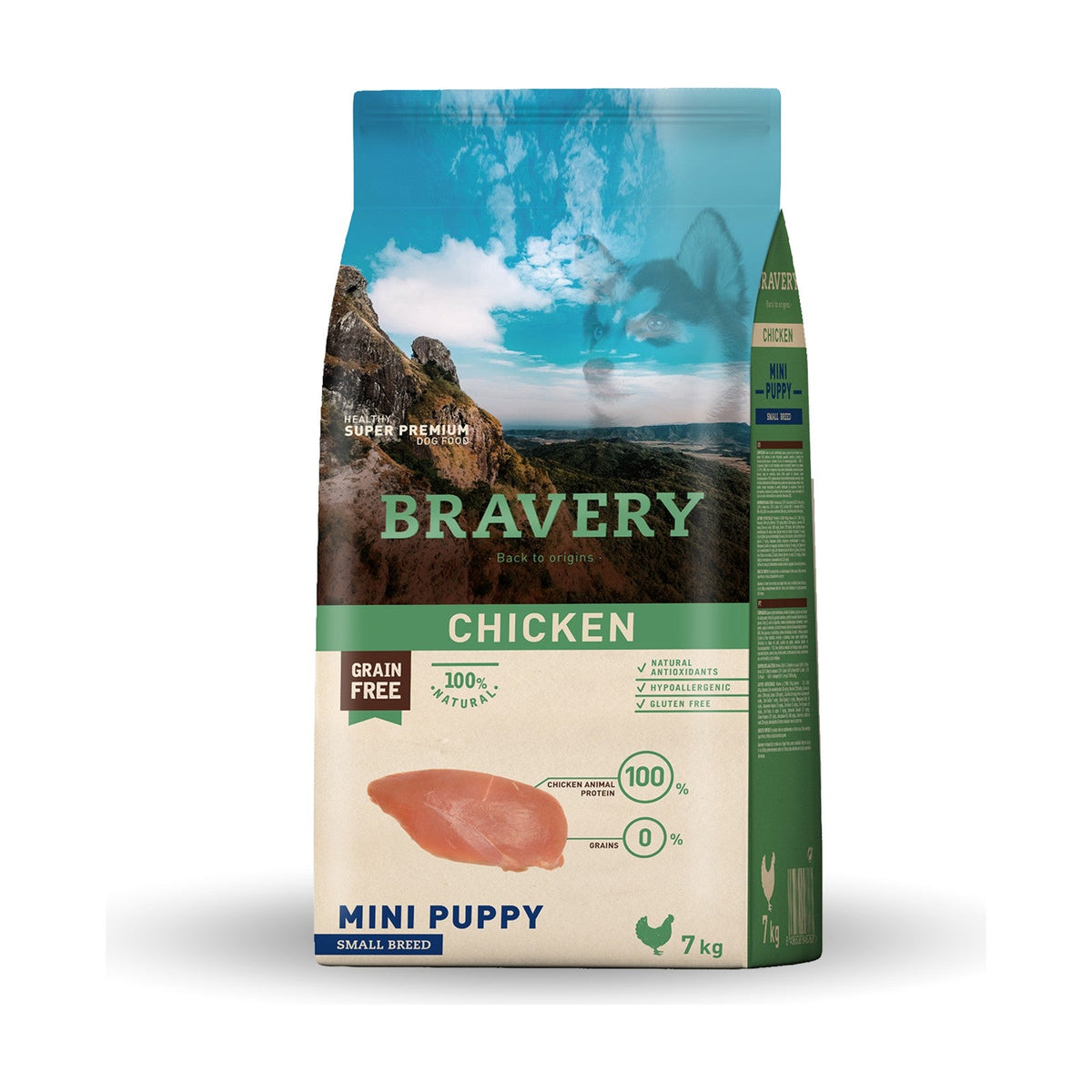 Lot de 2 sacs – BRAVERY Mini Puppy – Croquettes sans céréales chiot petite race au poulet