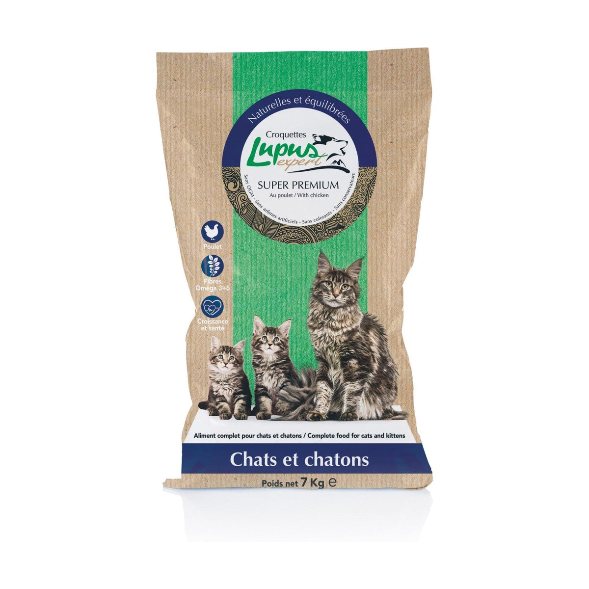 Lot de 2 sacs – LUPUS EXPERT Chats et Chatons – Croquettes chat et chaton au poulet