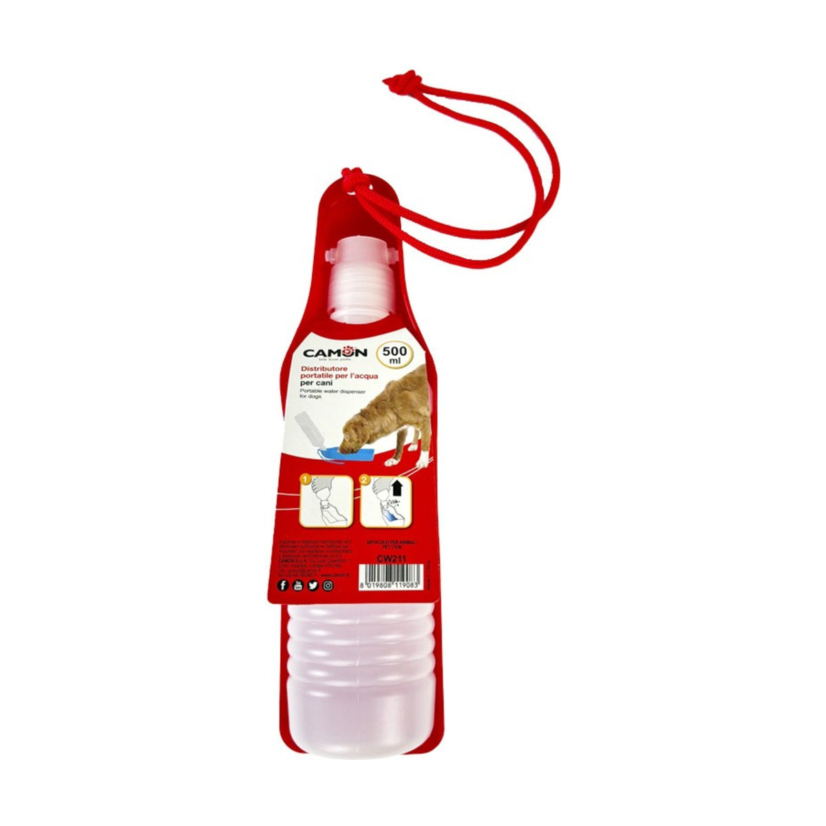 CAMON Distributeur d'eau portable – Gourde avec abreuvoir pour chien et chat – photo 1