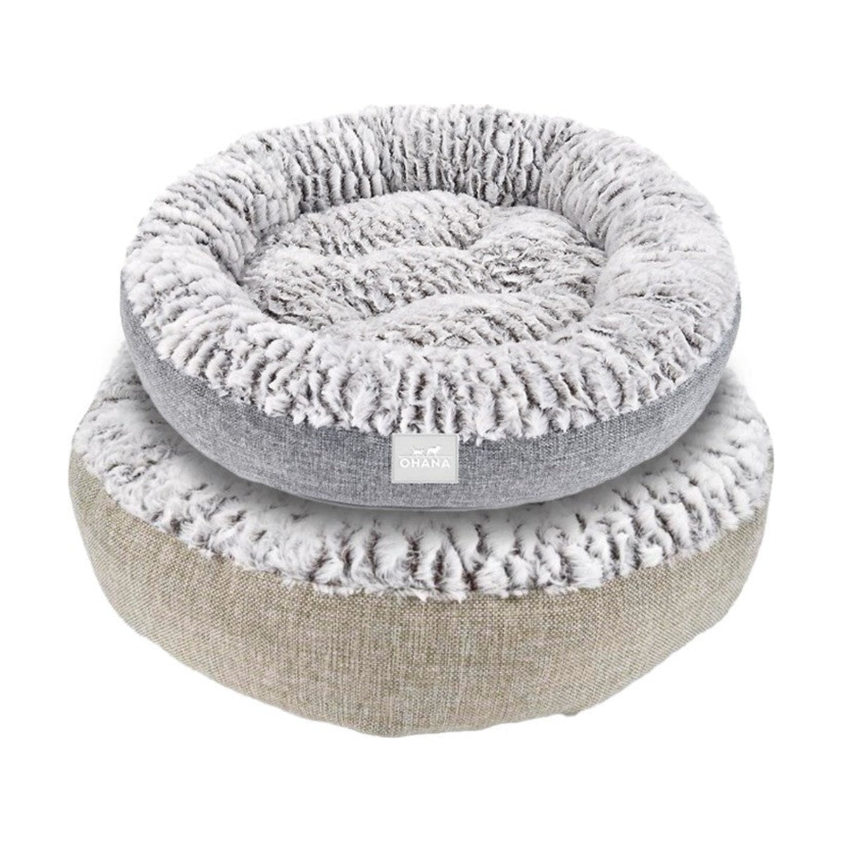OHANA Donut Athens – Corbeille ronde en fausse fourrure pour chien et chat – photo 1