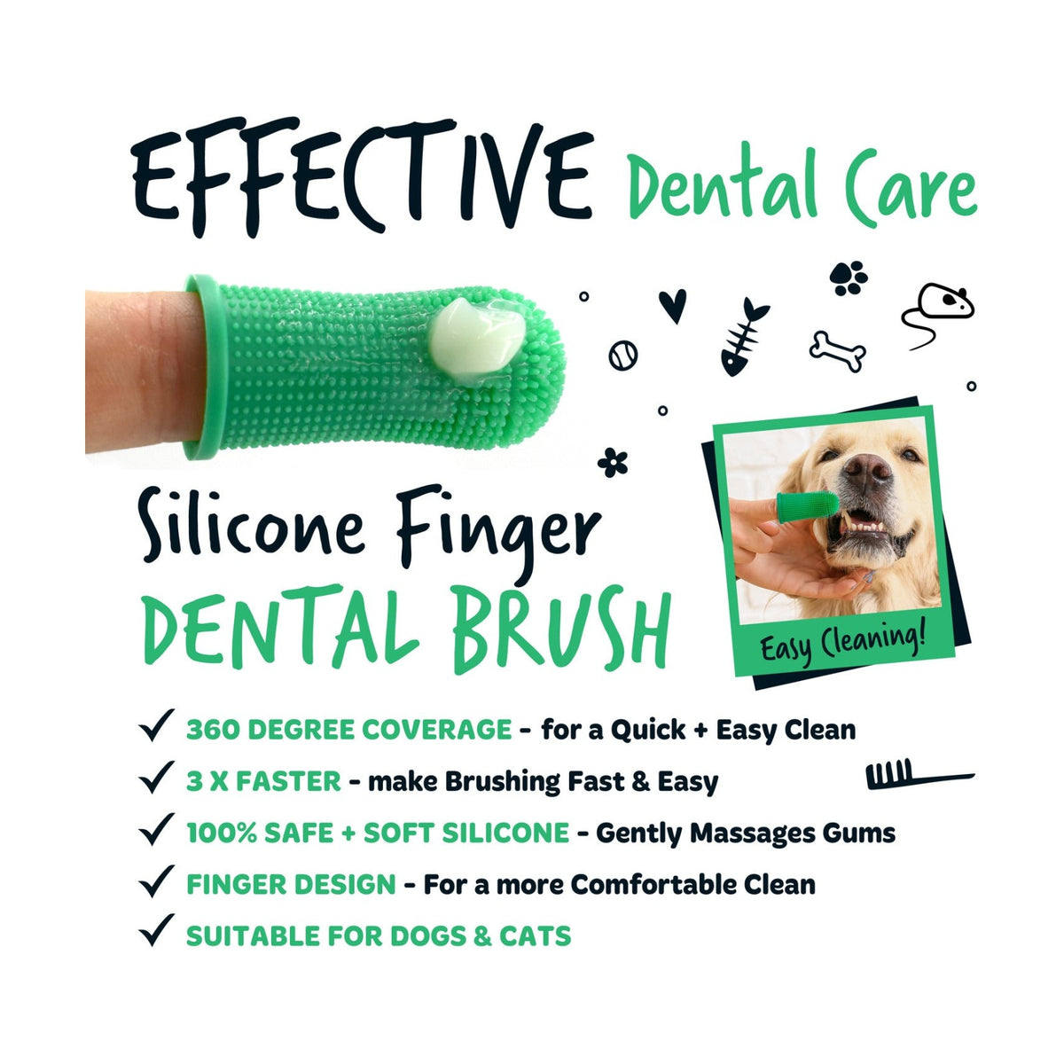 BUGALUGS Brosse à dents doigtier en silicone pour chien et chat – photo 4