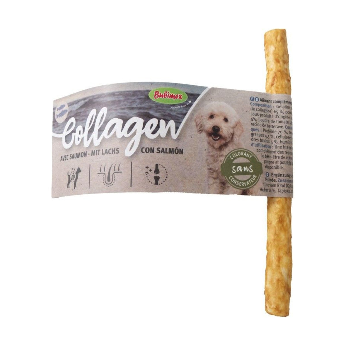 BUBIMEX Stick de collagène – Friandise à mâcher pour chien au saumon 13 cm – photo 1
