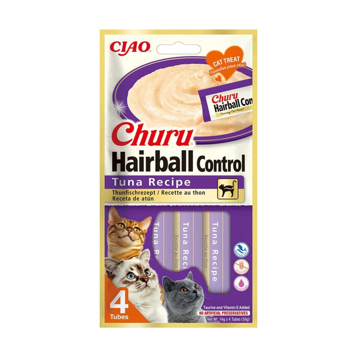 INABA Churu Hairball Control – Friandise liquide pour chat thon ou poulet – photo 1