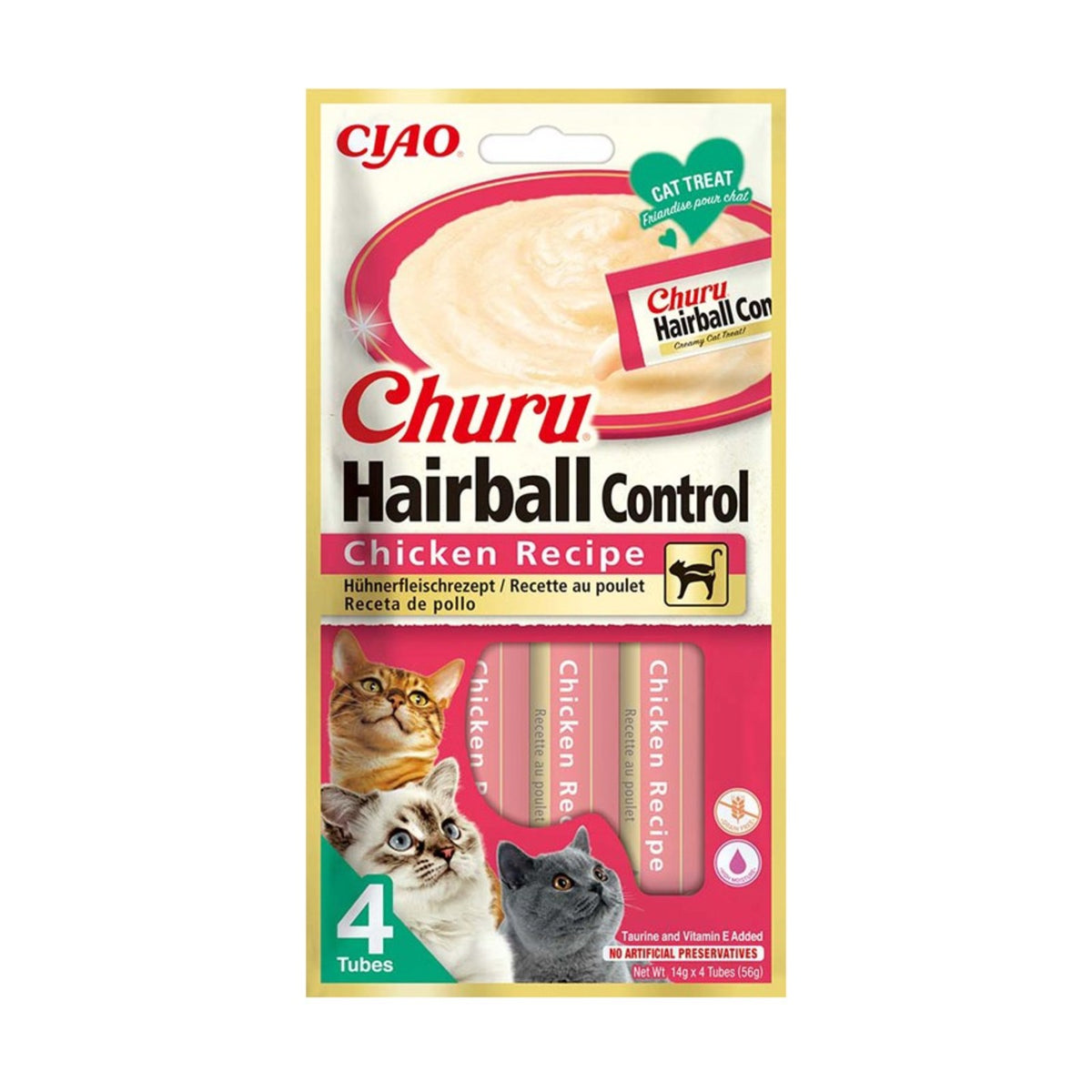 INABA Churu Hairball Control – Friandise liquide pour chat thon ou poulet – photo 2