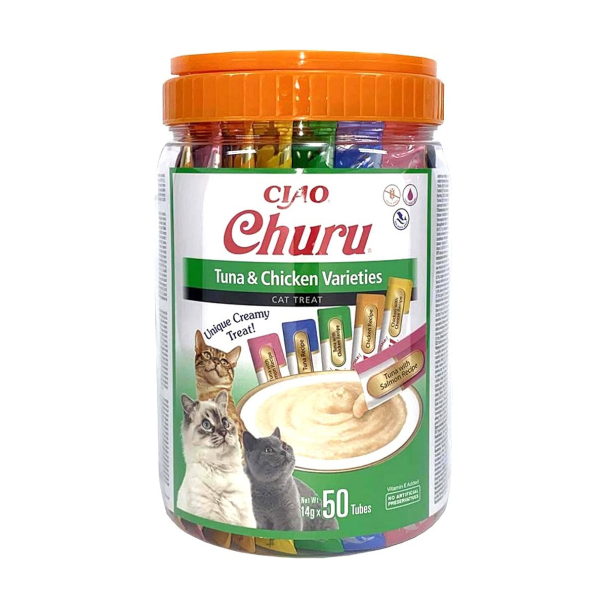 INABA Churu Variétés – Friandise liquide pour chat thon et poulet (50 × 14 g) – photo 1