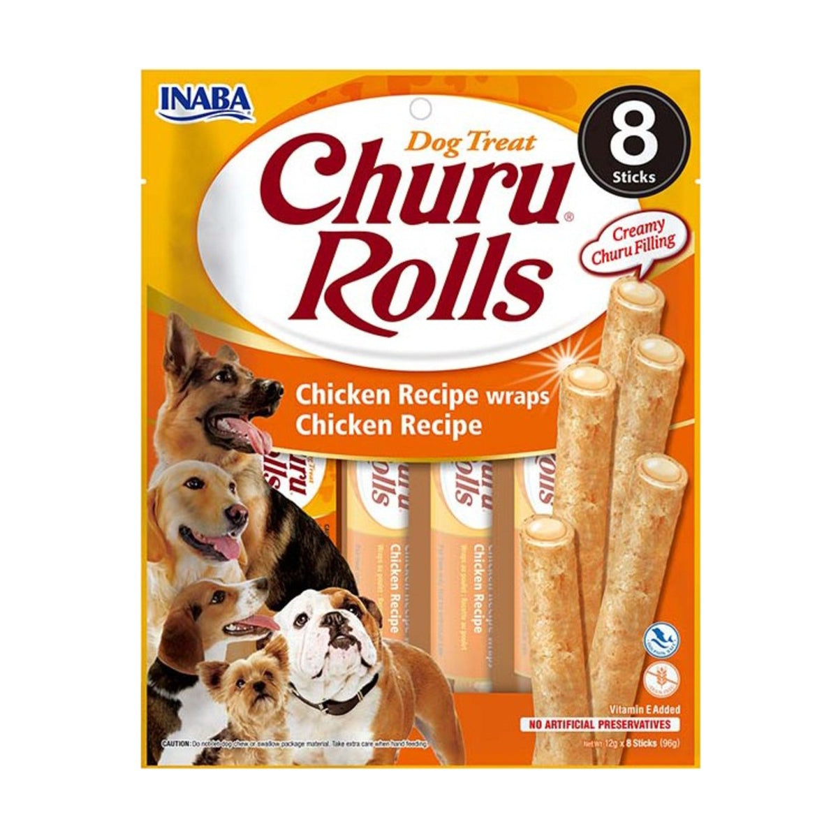 INABA Churu Rolls – Friandises moelleuses pour chien au poulet (8 × 12 g) – photo 1