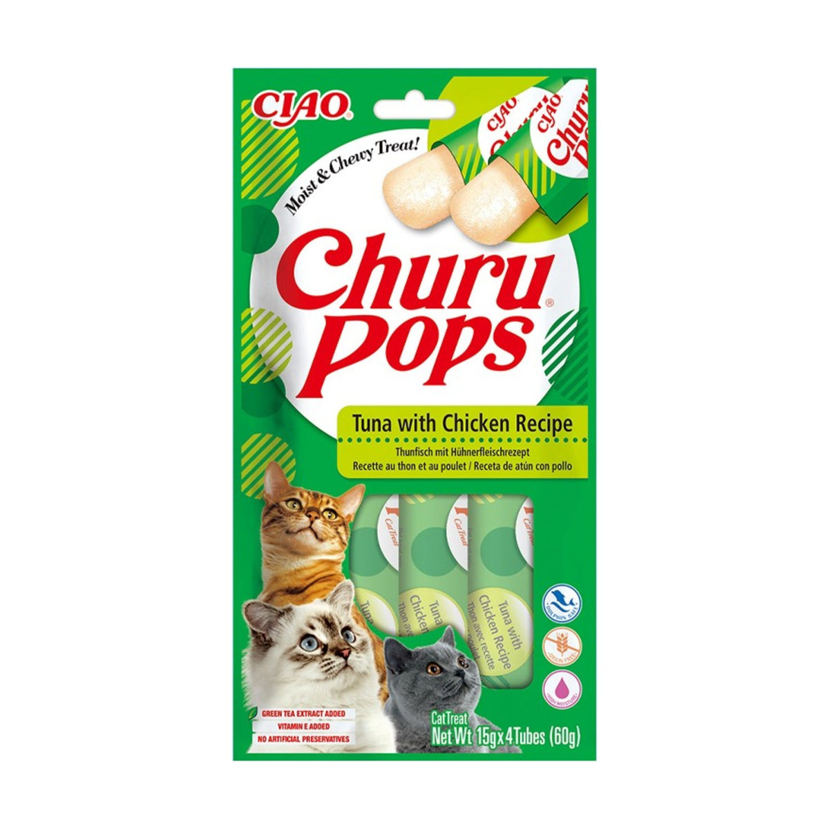 INABA Churu Pops – Friandise en gelée pour chat thon ou poulet (4 × 15 g) – photo 3