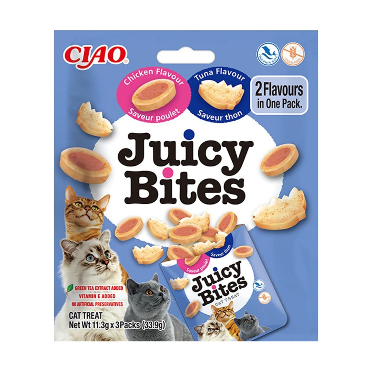INABA Churu Juicy Bites – Friandises moelleuses pour chat, 2 saveurs (3 × 11,3 g) – photo 1