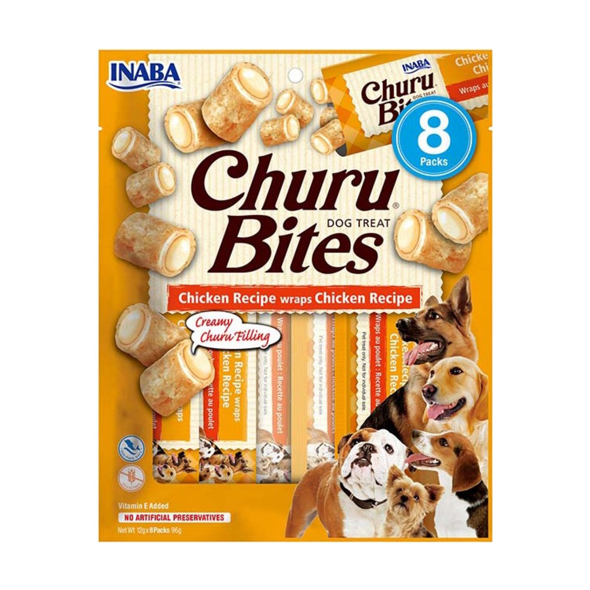 INABA Churu Bites – Friandises moelleuses pour chien au poulet (8 × 12 g) – photo 1