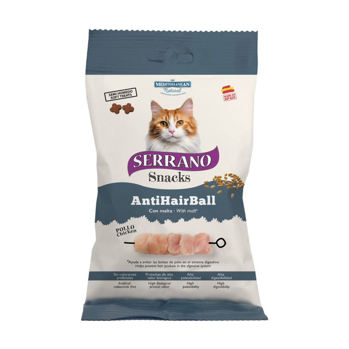 SERRANO Snacks Chat Care Hairball – Friandises pour chat poulet 50 g – photo 1