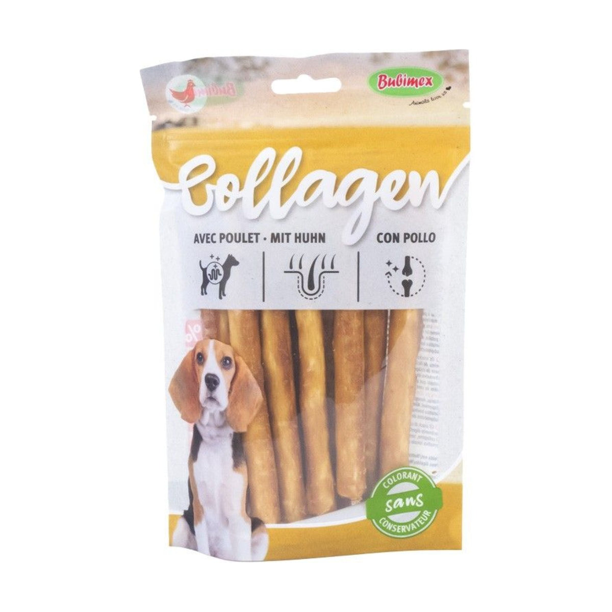 BUBIMEX Sticks de collagène – Friandises à mâcher pour chien au poulet 10 x 13 cm – photo 1