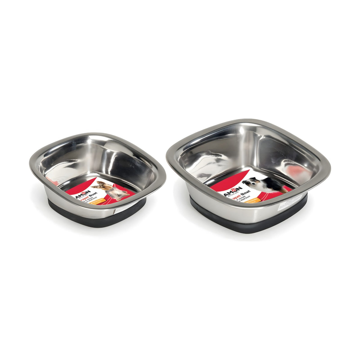 Gamelle carrée inclinée en inox – Gamelle antidérapante pour chien et chat – photo 2
