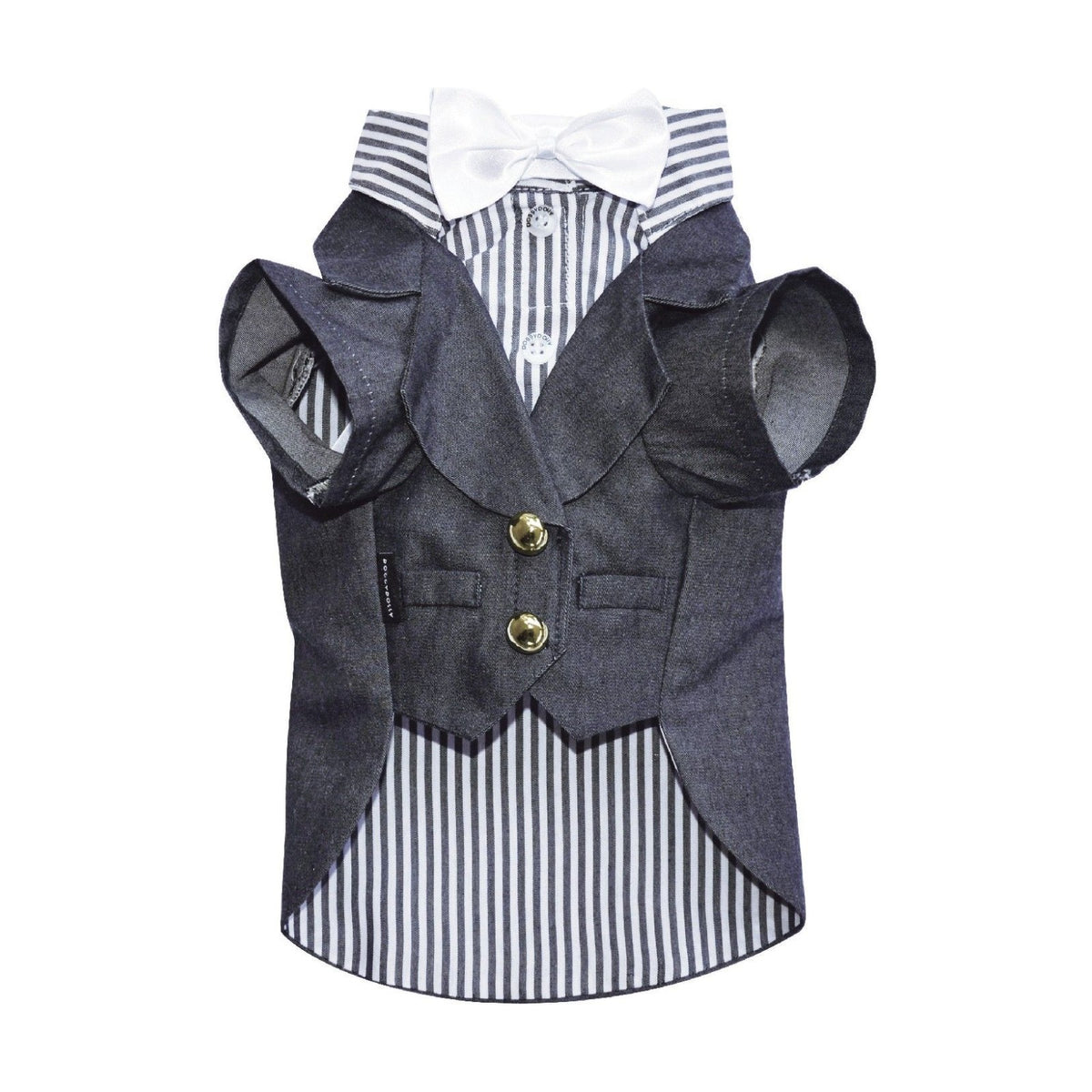 DOGGY DOLLY Gilet rayé – Gilet avec nœud papillon et cravate pour chien – photo 2