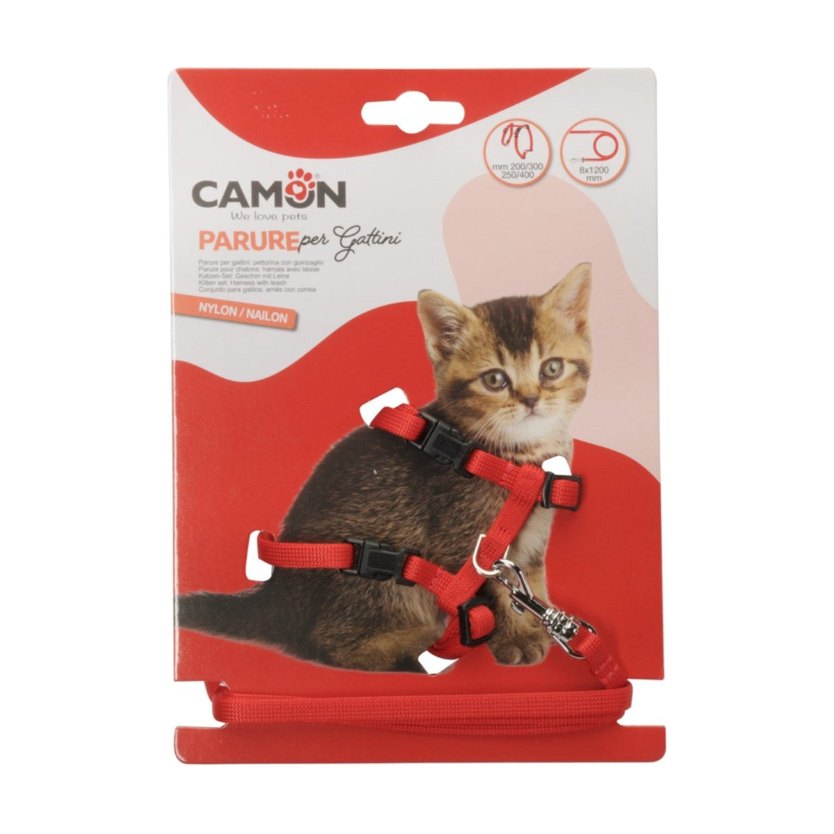 CAMON Harnais chaton en nylon avec grelot et laisse – Ensemble pour chaton – photo 3